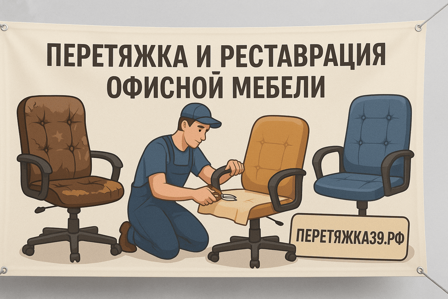 Перетяжка и реставрация офисной мебели в Калининграде